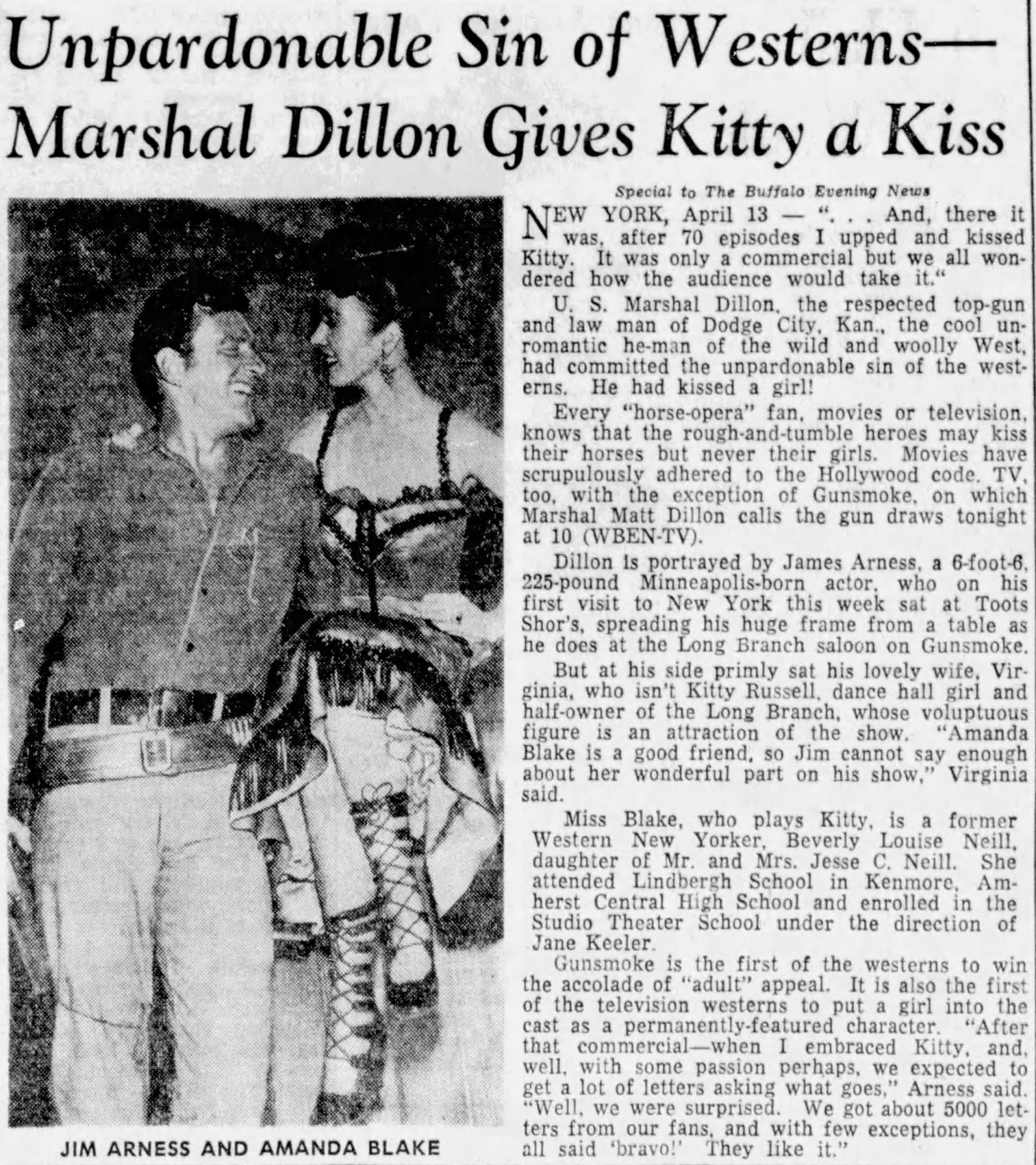 Unpardonable Sin of Westerns – Marshal Dillon Gives Kitty a Kiss